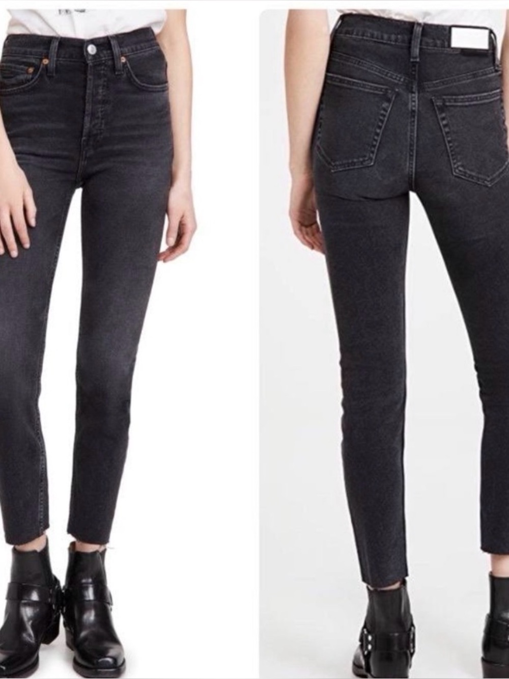 Re/Done 90’s High Rise Ankle Crop Faded Stone Jeans